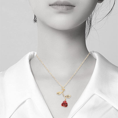 Necklaces for Women, Gold Necklace for Women Rose Necklace with Pendant, Aesthetic Necklace, Preppy Jewelry, Trendy Jewelry, Cute Necklaces for Teens and All Women Necklace